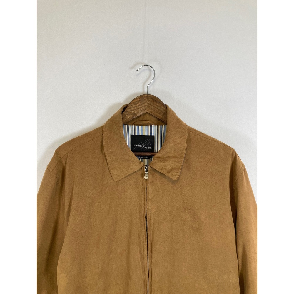 Western Studio Bill Blass Mens Large Tan Faux Suede Harrington Jacket Vintage L - Picture 9 of 11